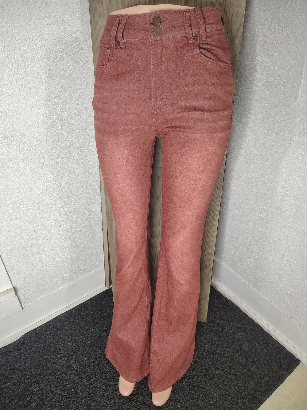 Fashion Nova High-Rise Flare Pants in Dusty Rose